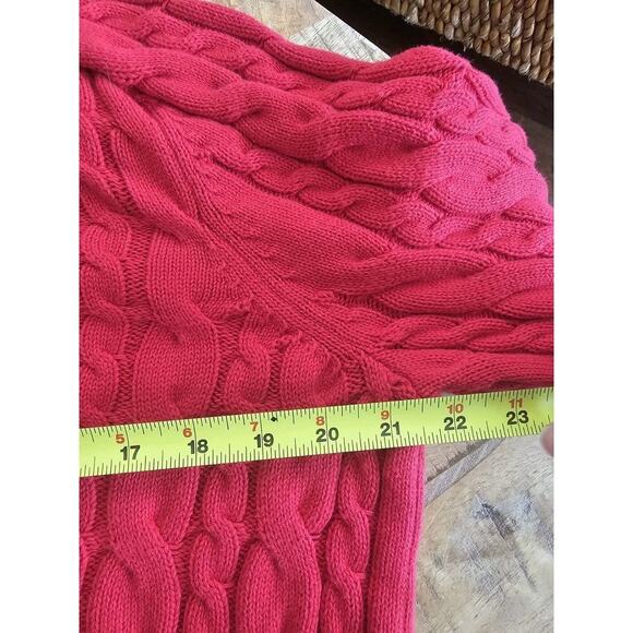 Lands' End Drifter Cableknit Sweater Women’s Size M Red Cozy Preppy - Picture 4 of 8